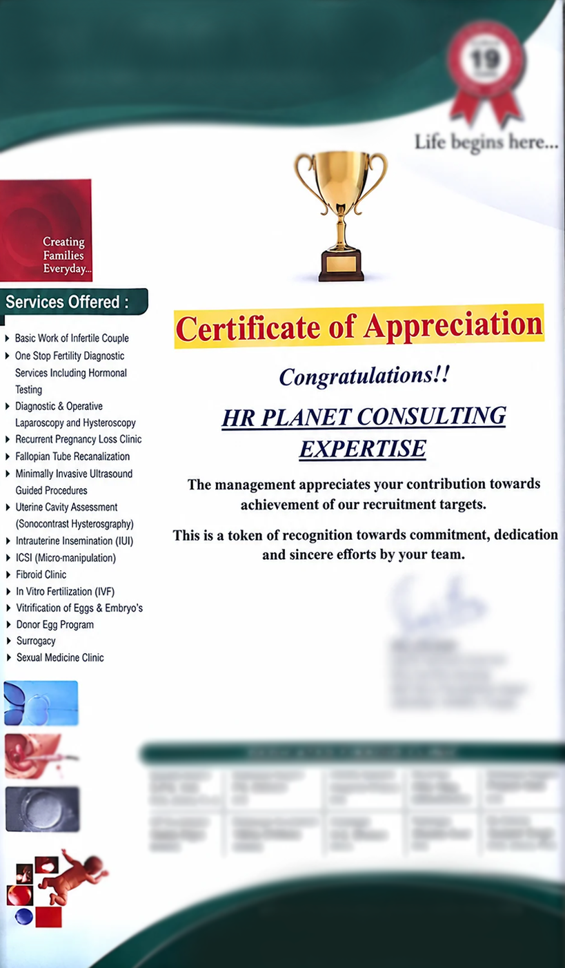 Virk Fertility Services Achievement